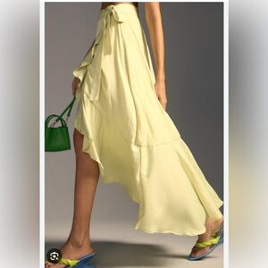 Maeve Chartreuse Flowy Skirt